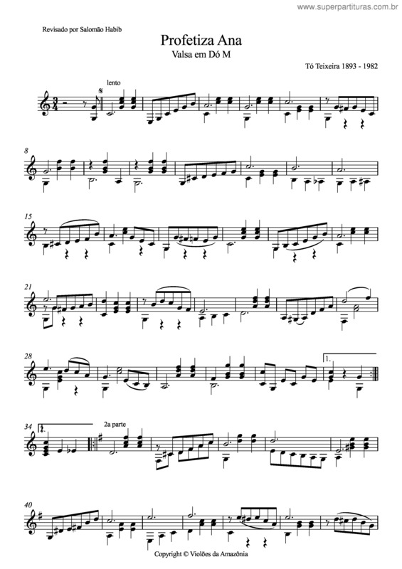 Partitura da música Profetiza Ana