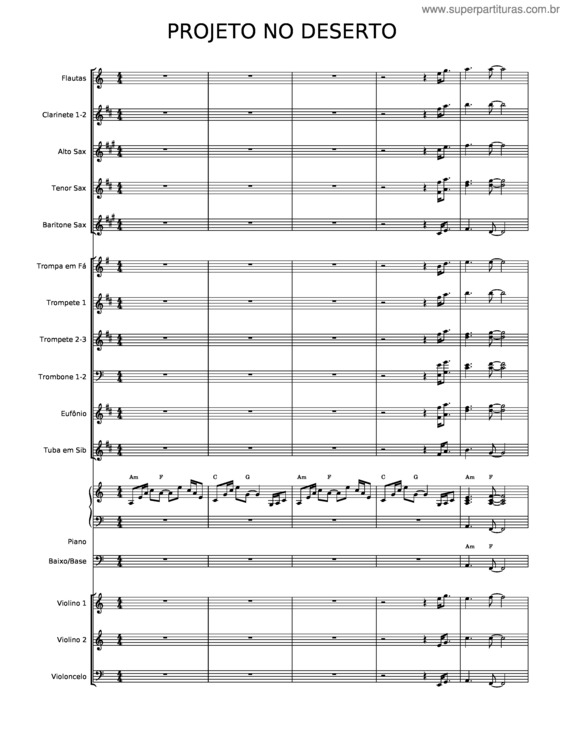 Partitura da música Projeto No Deserto – Voz Da Verdade