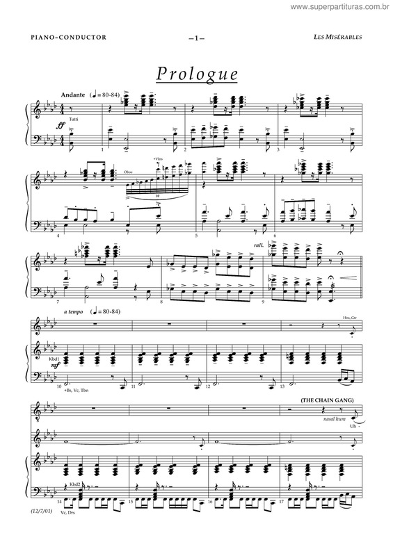 Partitura da música Prologue