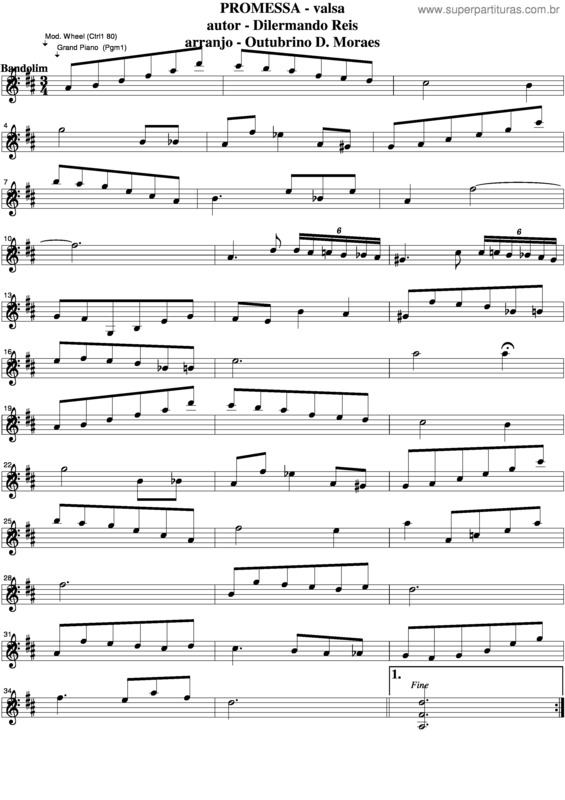 Partitura da música Promessa v.4