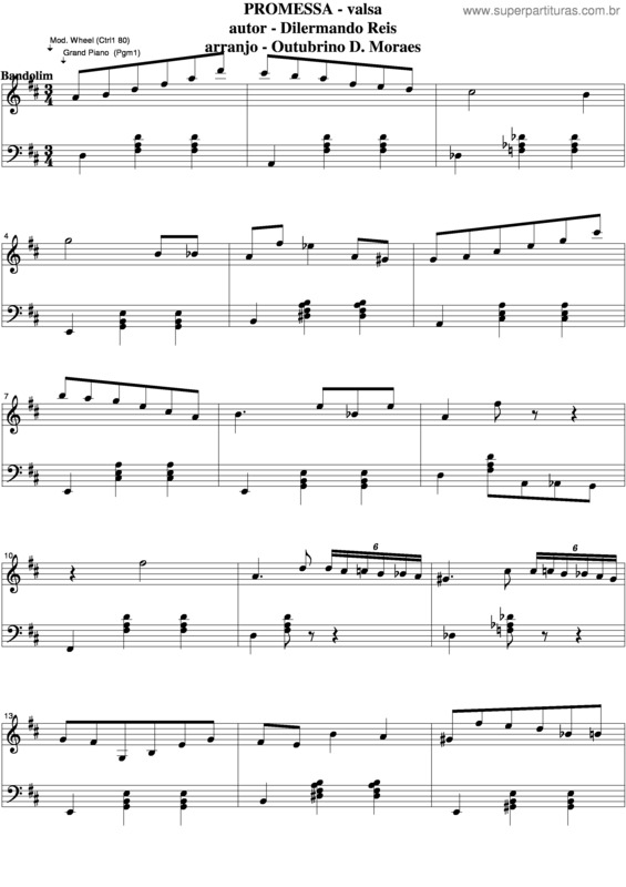 Partitura da música Promessa v.5