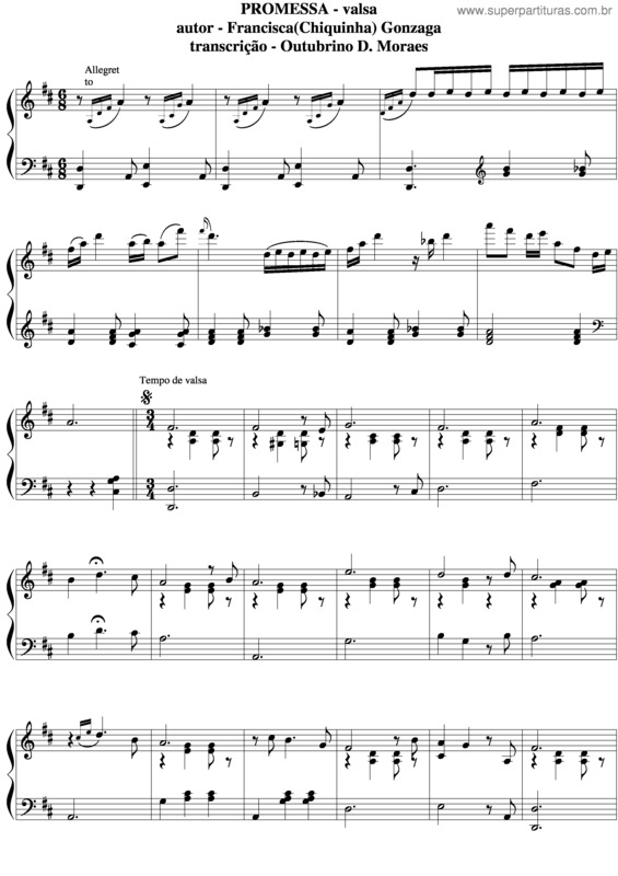 Partitura da música Promessa v.6