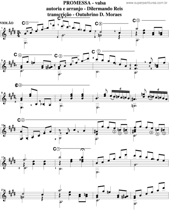 Partitura da música Promessa