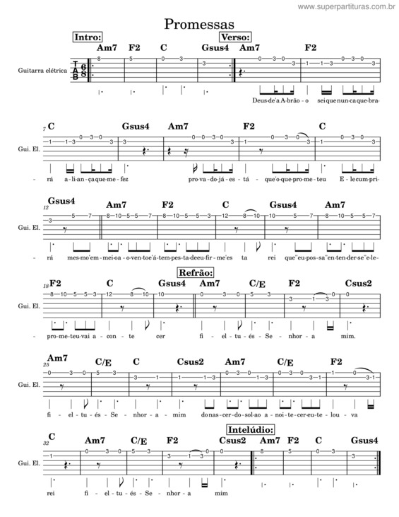 Partitura da música Promessas – Sarah Beatriz & Samuel Messias