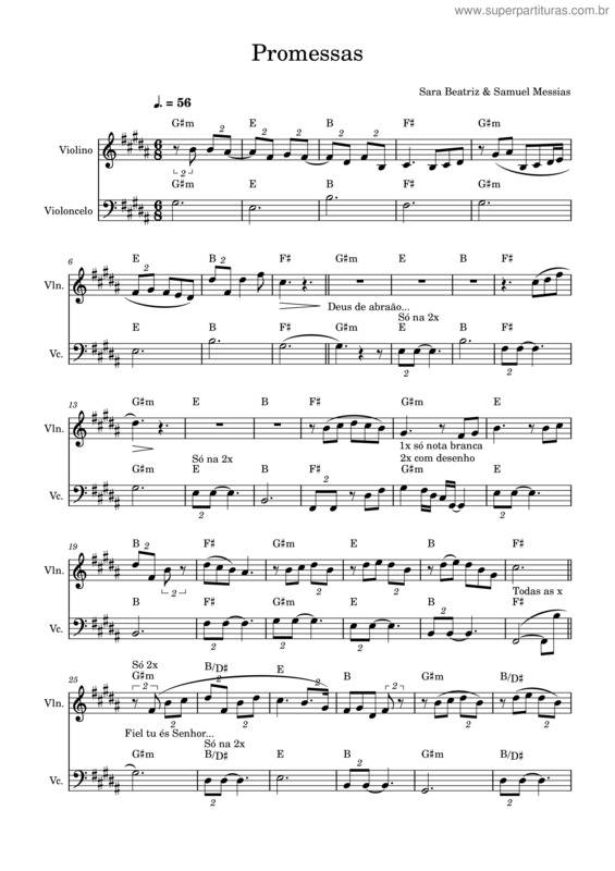 Partitura da música Promessas v.8