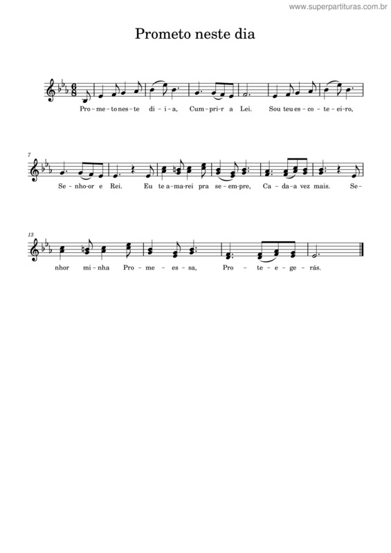 Partitura da música Prometo Neste Dia