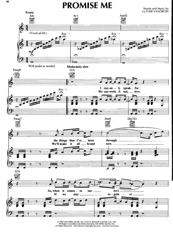 Partitura da música Promise Me