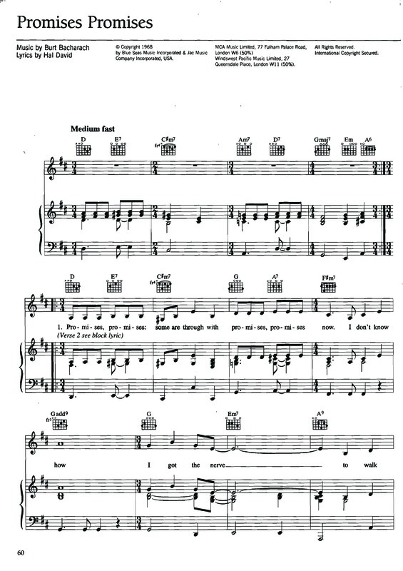 Partitura da música Promises Promises