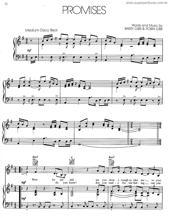 Partitura da música Promises