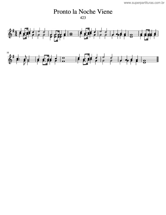 Partitura da música Pronto La Noche Viene