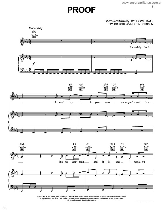 Partitura da música Proof