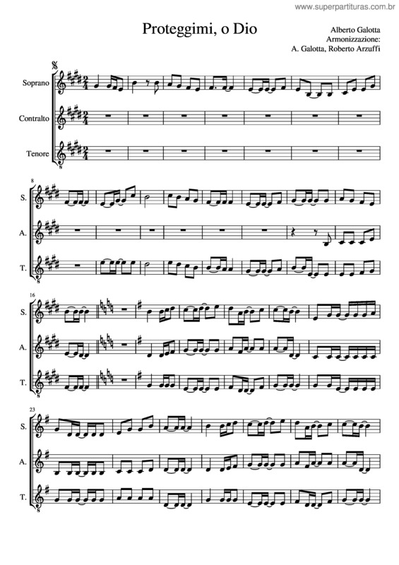 Partitura da música Proteggimi O Dio