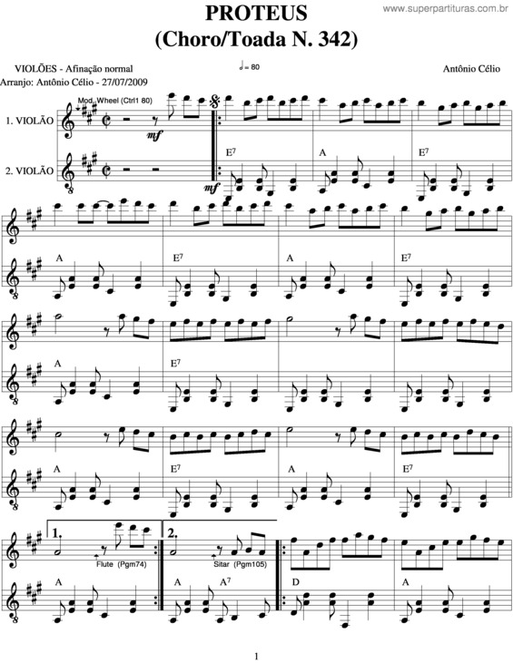 Partitura da música Proteusn
