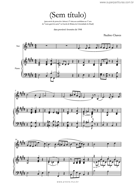 Partitura da música Provas de leitura à primeira vista v.2