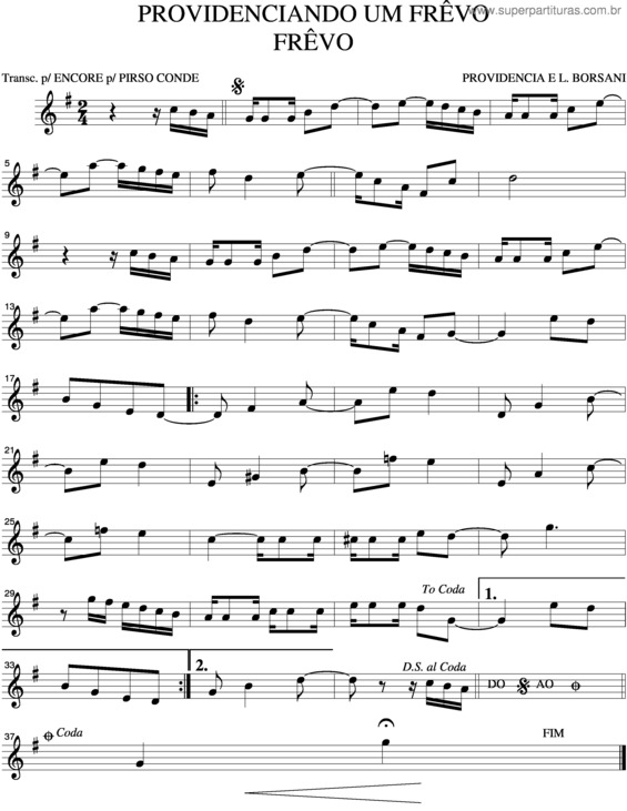 Partitura da música Providenciando Um Frevo