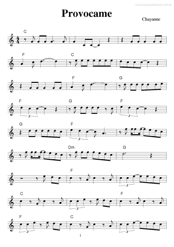 Partitura da música Provocante