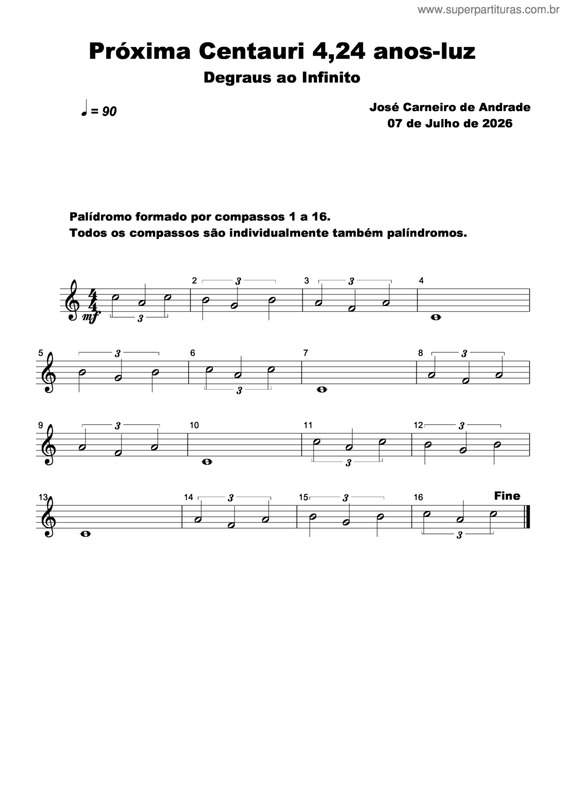 Partitura da música Próxima Centauri 4,24 Anos-Luz