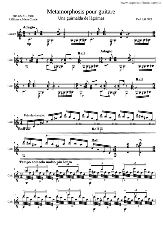 Partitura da música Prs 024.01 Una Guirnalda De Lágrimas Pour Guitare