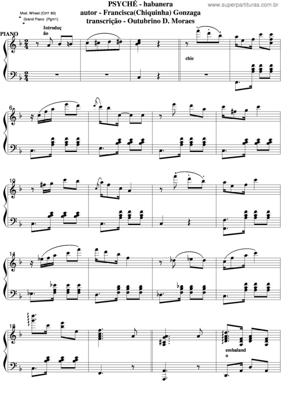 Partitura da música Psyché