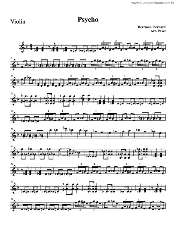 Partitura da música Psycho