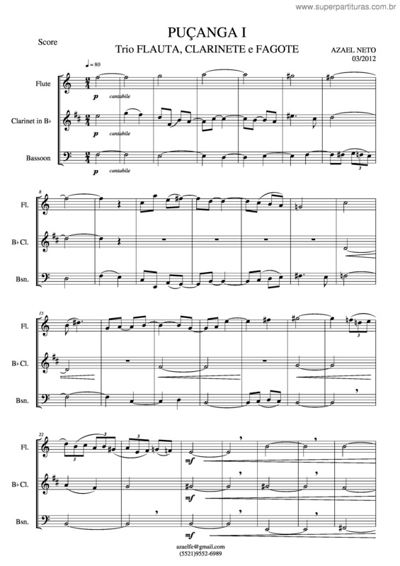 Partitura da música Puçanga