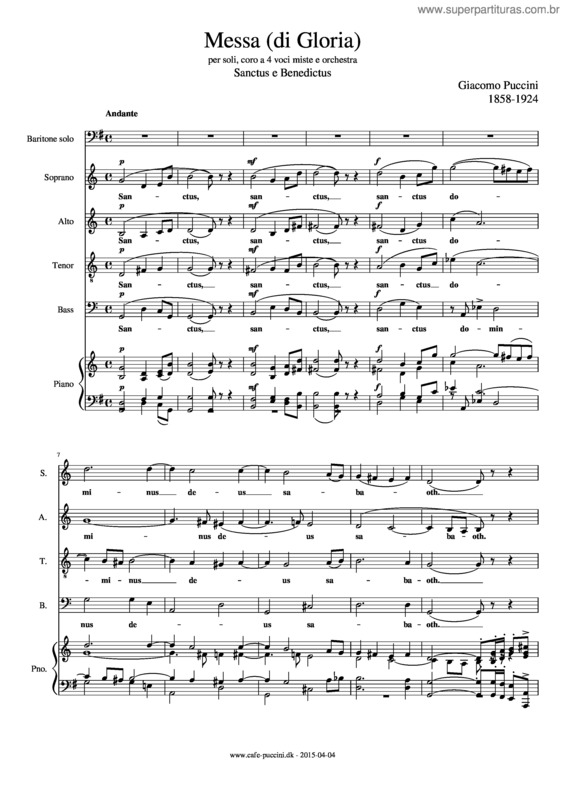 Partitura da música Puccini Messa Di Gloria – Sanctus Benedictus