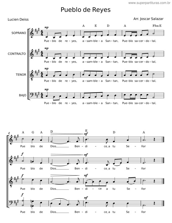 Partitura da música Pueblo De Reyes – Lucien Deiss – Arr P David Gt