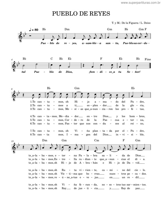 Partitura da música Pueblo De Reyes – Lucien Deiss / De La Figuera – Canto De Entrada