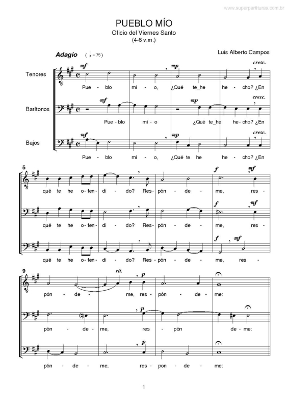 Partitura da música Pueblo Mío