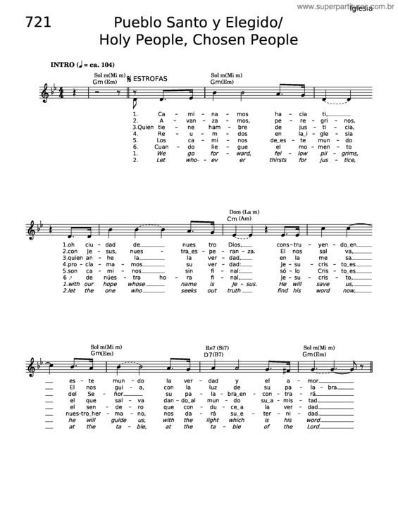 Partitura da música Pueblo Santo Y Elegidol – J Pedro Martins;María Dolores Martínez;Pedro Martins;J Pedro Martins;San