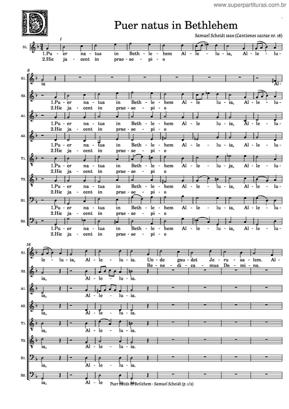 Partitura da música Puer Natus In Bethlehem – Samuel Scheidt