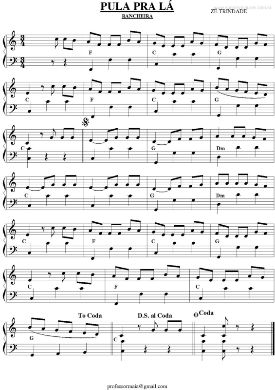 Partitura da música Pula pra Lá v.2