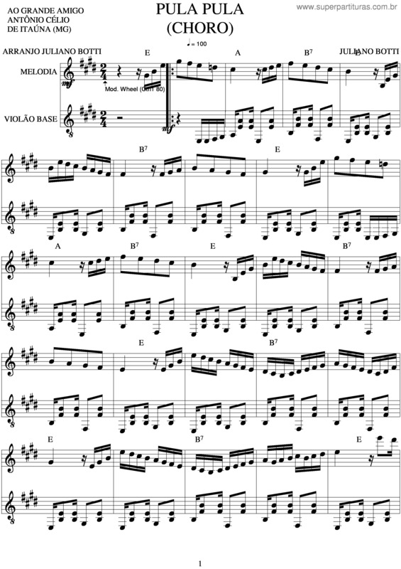 Partitura da música Pula Pula