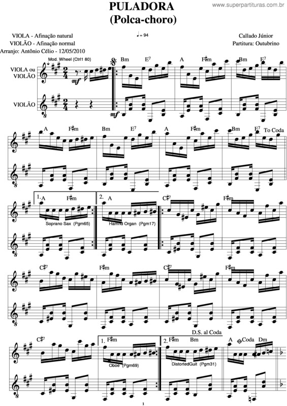 Partitura da música Puladora v.4