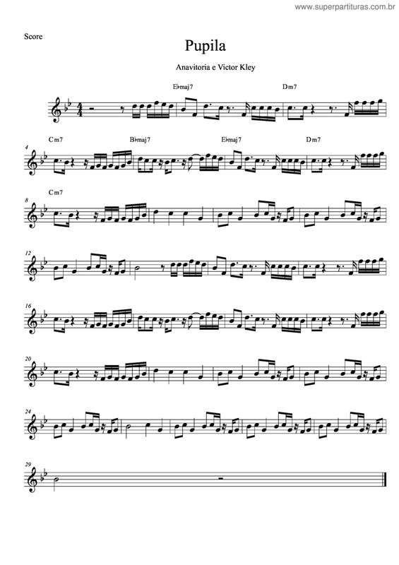 Partitura da música Pupila