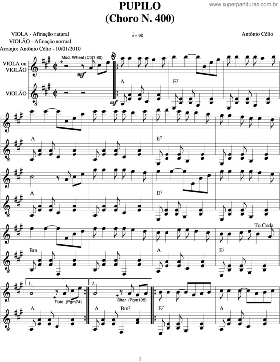 Partitura da música Pupilon