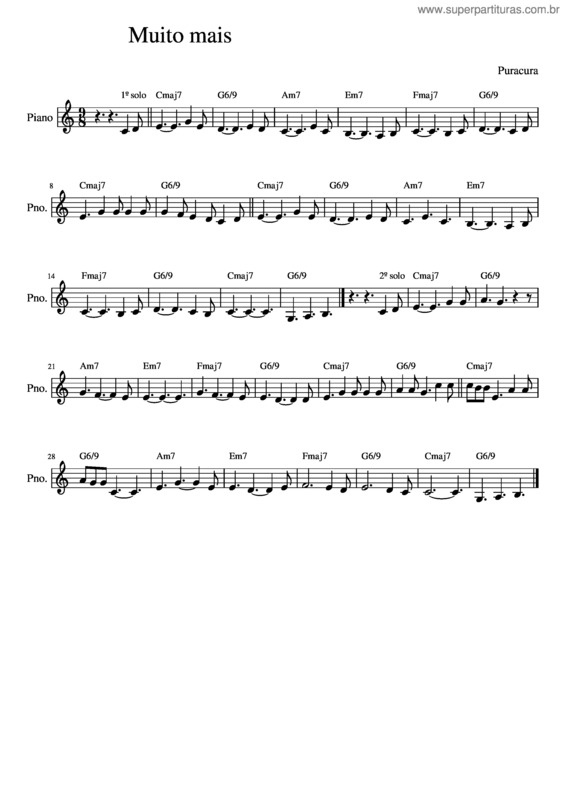 Partitura da música Puracura – Muito Mais