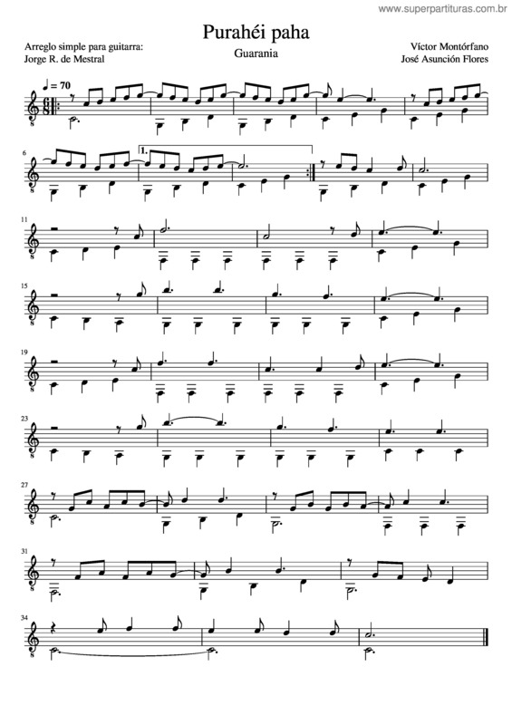 Partitura da música Purahéi Paha