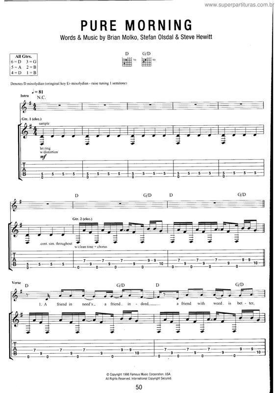 Partitura da música Pure morning