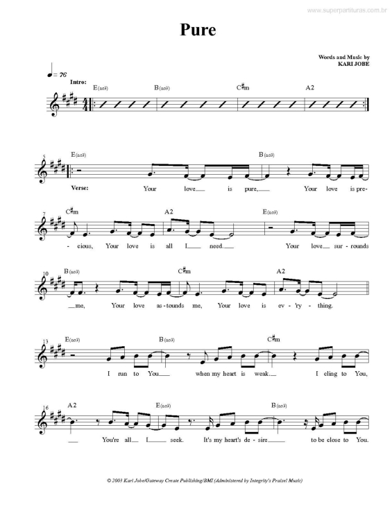 Partitura da música Pure