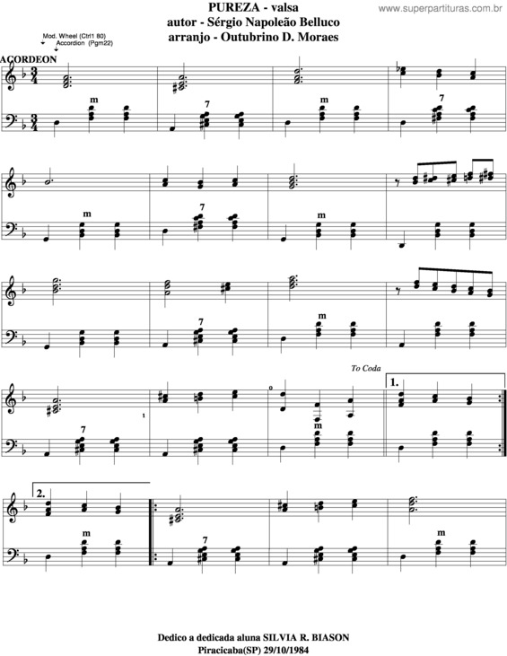 Partitura da música Pureza v.3