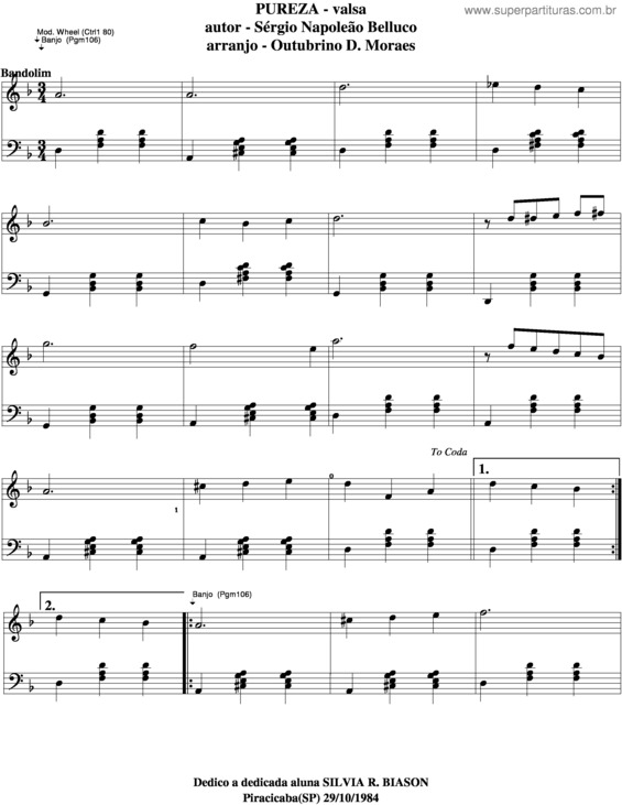 Partitura da música Pureza v.5