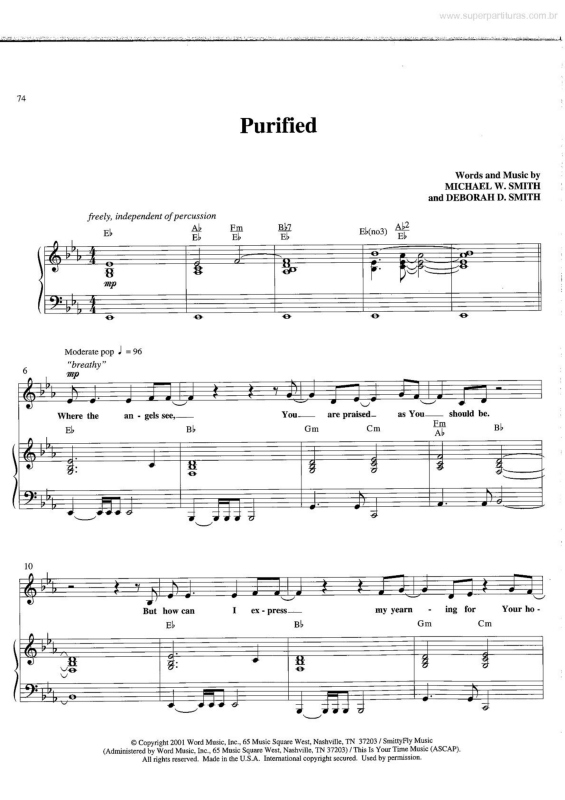 Partitura da música Purified