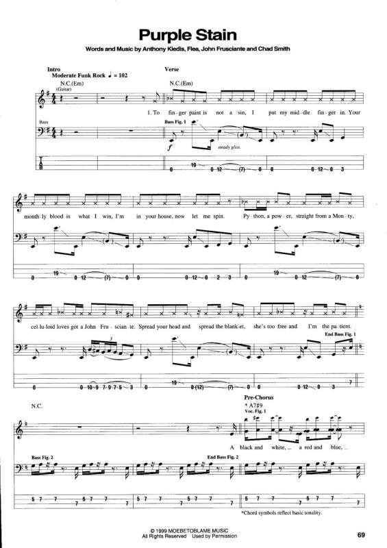 Partitura da música Purple Stain