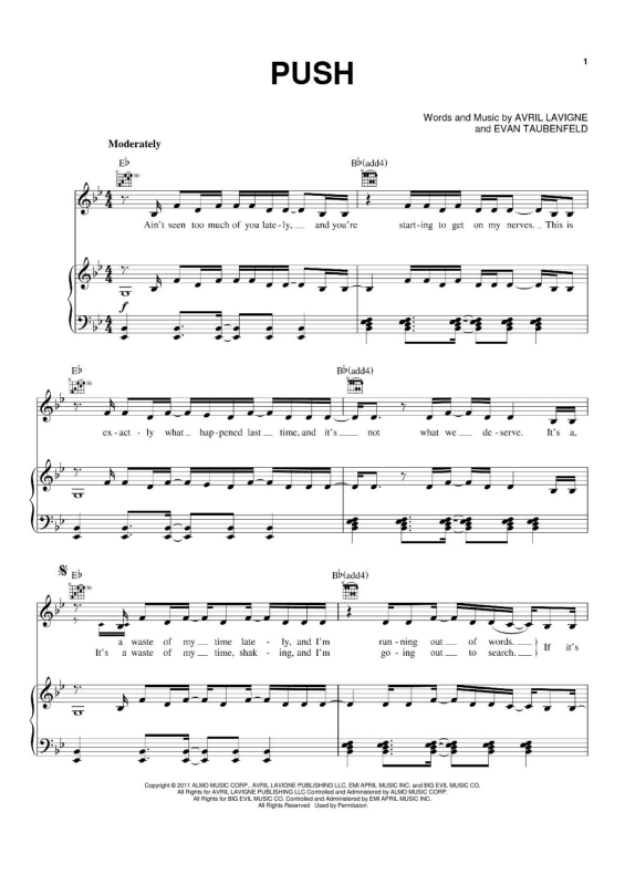 Partitura da música Push