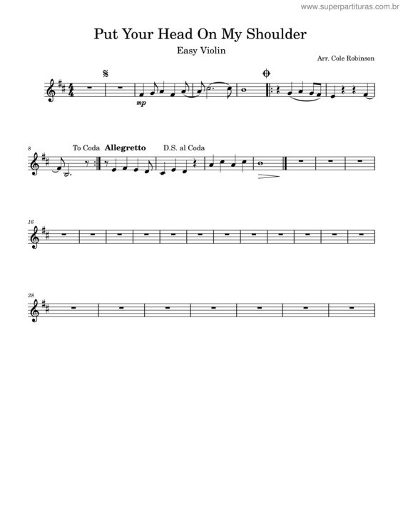 Partitura da música Put Your Head On My Shoulder – Paul Anka Put Your Head On My Shoulder – Paul Anka