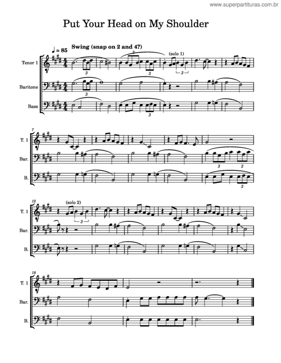 Partitura da música Put Your Head On My Shoulder – Paul Anka Put Your Head On My Shoulder v.3