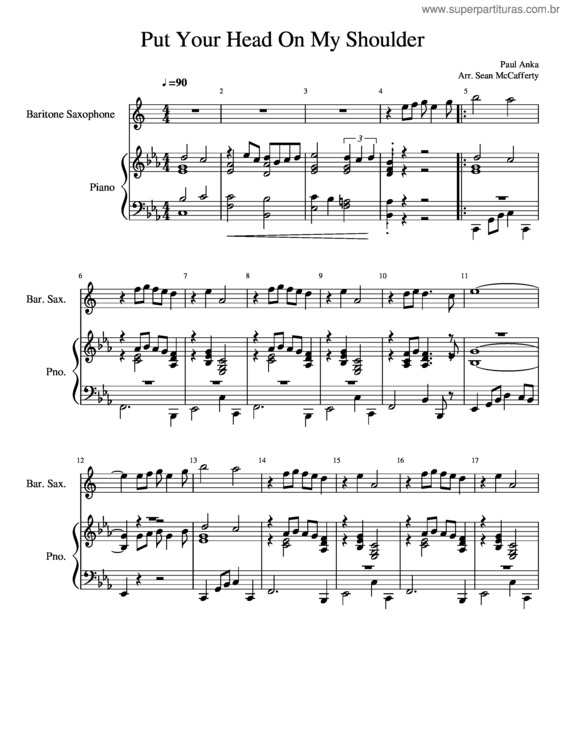 Partitura da música Put Your Head On My Shoulder Piano