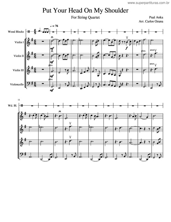 Partitura da música Put Your Head On My Shoulder v.3
