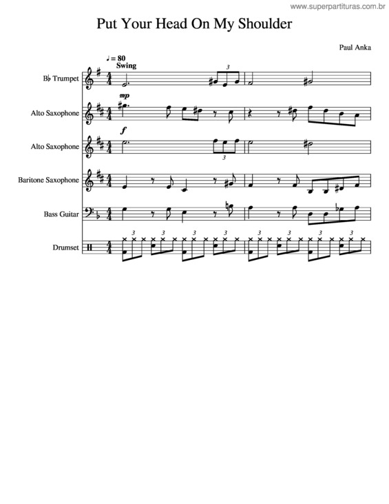 Partitura da música Put Your Head On My Shoulder v.6